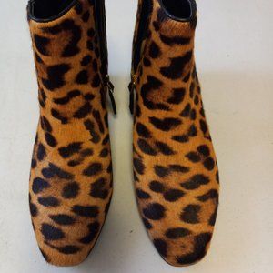 Talbots calf hair leopard print booties size 7 leather new